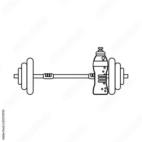 Gym barbell and water bottle