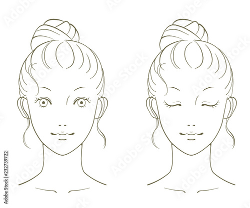若い女性の美容イメージ 線画01