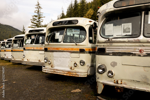 Vintage rusty city buses
