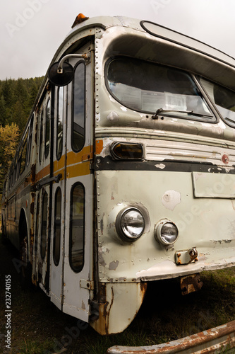 Historic abandoned city buses