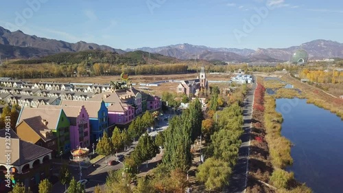 Beijing,China-Oct 31,2018: Flying above the Alpes town in Beijing,China photo