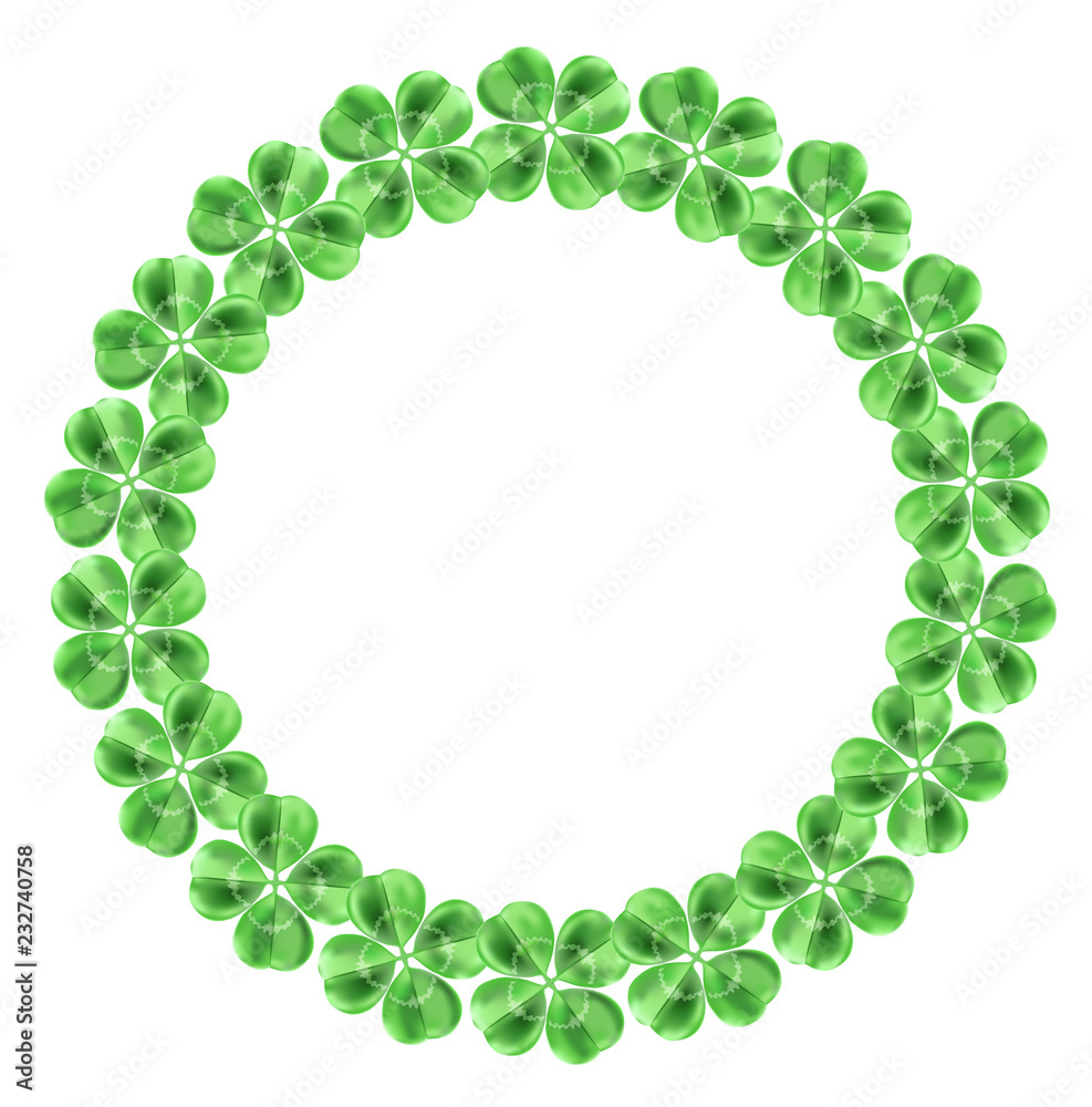 circle cloverleaf frame, laurel wreath background, lucky concept circle cloverleaf frame, laurel wreath background, lucky concept