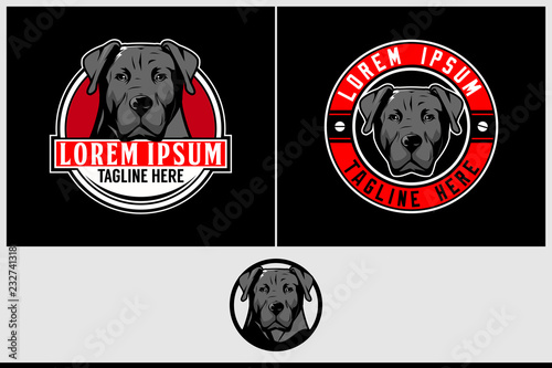 animal dog character head vector round logo template