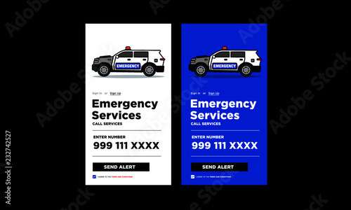 Emergency Services App with SUV UX and UI For Phone Screen