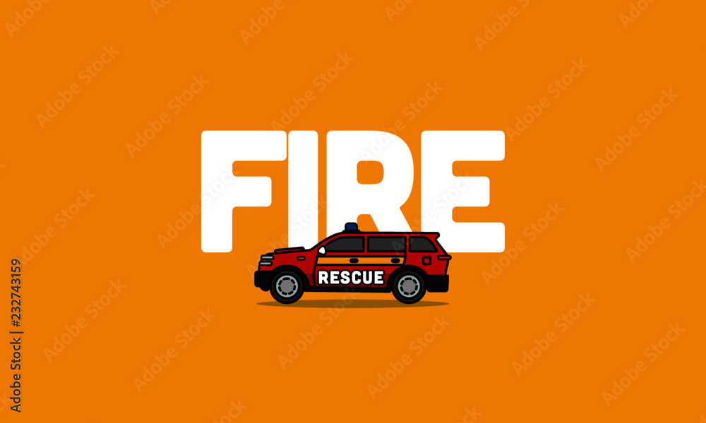 Fire Rescue Emergency SUV Car Vector Typography Fire Rescue Emergency SUV Car Vector Typography