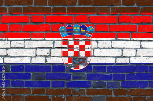 Wallpaper Mural Croatian flag on a brick wall. Background. Illustration. Torontodigital.ca