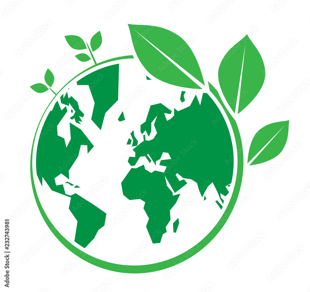 World Environment Day, green earth and leaf vector design World Environment Day, green earth and leaf vector design