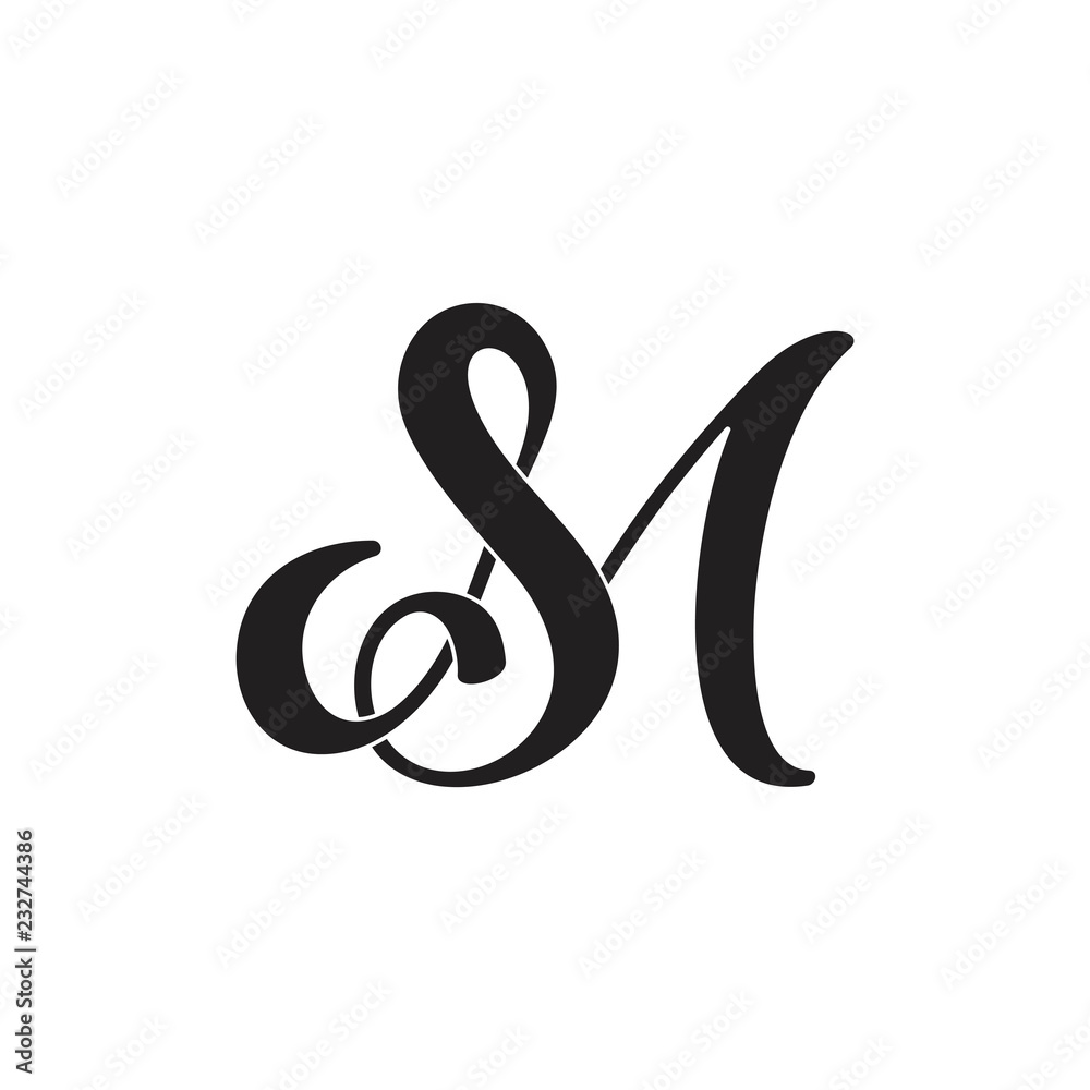 letters sm linked curves logo vector Stock Vector | Adobe Stock