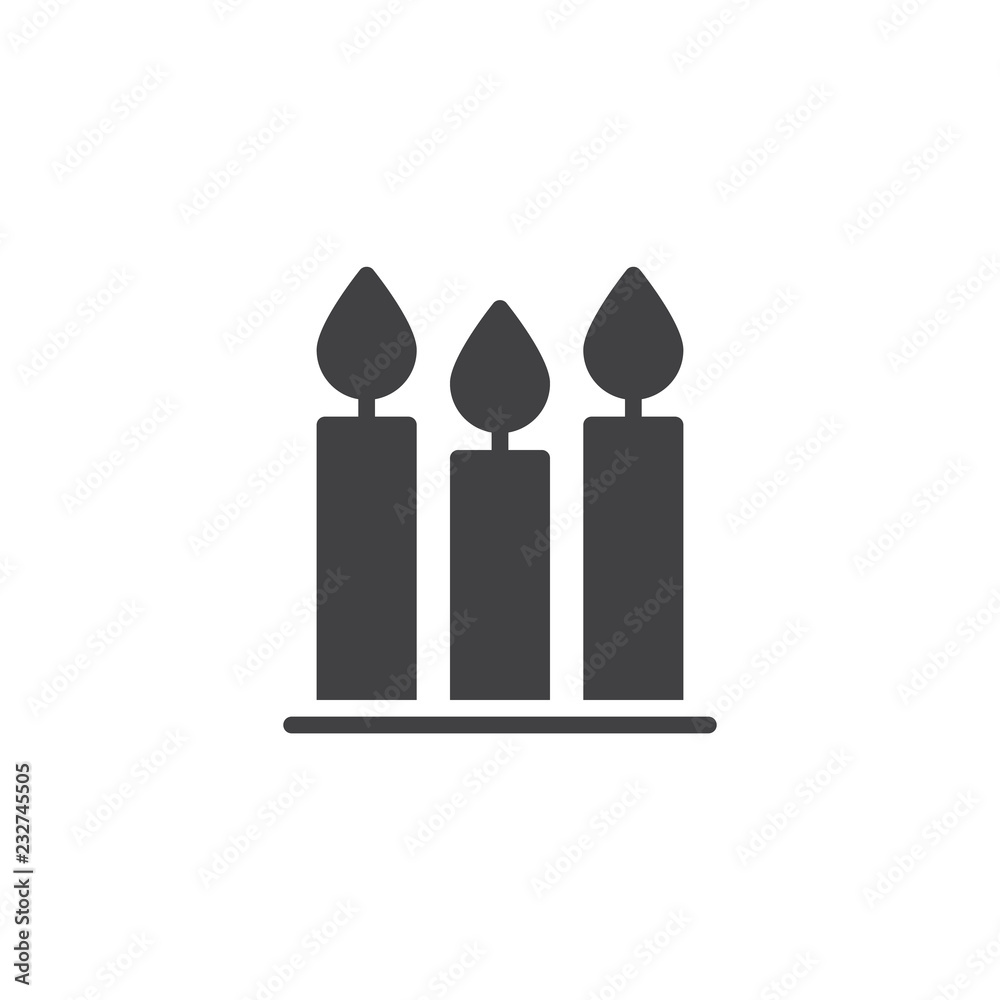 Burning candles vector icon. filled flat sign for mobile concept and web design. Candlelight solid icon. Symbol, logo illustration. Pixel perfect vector graphics Burning candles vector icon. filled flat sign for mobile concept and web design. Candlelight solid icon. Symbol, logo illustration. Pixel perfect vector graphics
