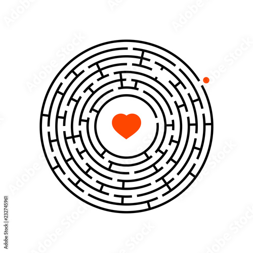 Round maze. Game for kids. Puzzle for children. Labyrinth conundrum. Flat vector illustration isolated on white background.