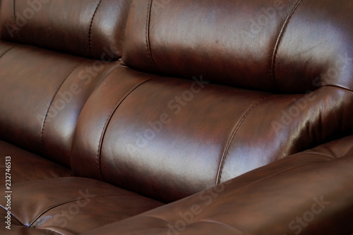 Brown leather couch detail sofa