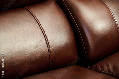 Brown leather couch detail sofa