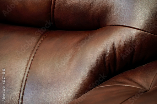 Brown leather couch detail sofa