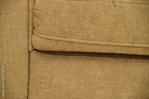 Yellow fabric sofa, close up detail