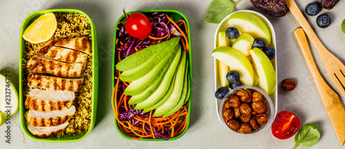 Foto Healthy lunch in boxes
