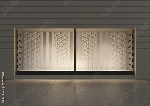 3D rendering. An empty storefront of shop. Shop window.