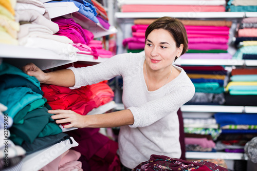 Woman choosing fabric