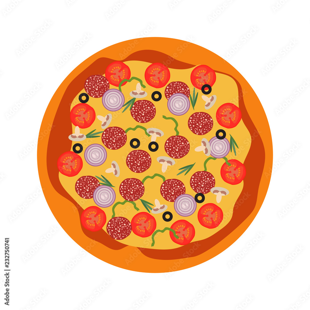Italian whole pizza top view Italian whole pizza top view