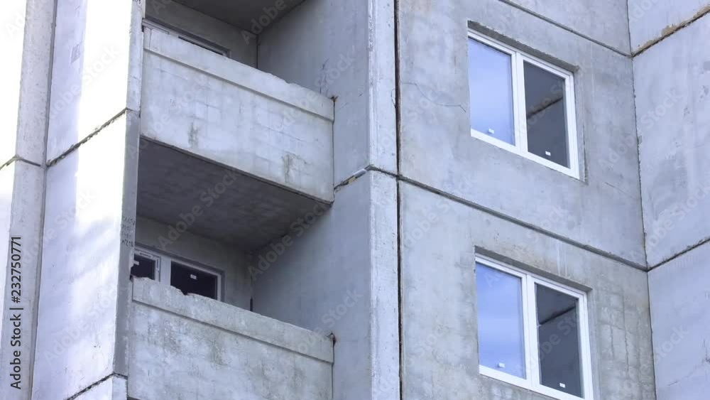 Video Stock Typical panel house. Construction of a panel house