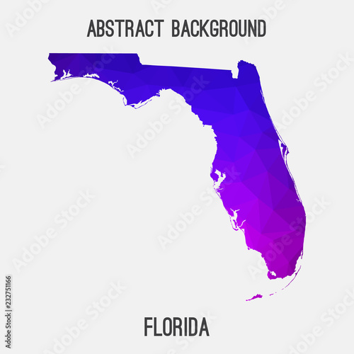 Florida map low poly geometric polygonal,mosaic style,abstract tessellation,modern design background. Geometric cover, mockup. Vector illustration EPS10.