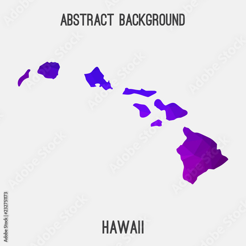 Hawaii map low poly geometric polygonal,mosaic style,abstract tessellation,modern design background. Geometric cover, mockup. Vector illustration EPS10.
