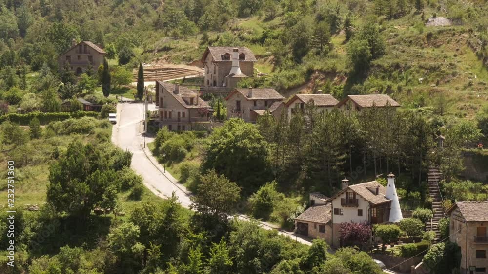 Idyllic village in Aragon, Spain -wide shot Idyllic village in Aragon, Spain -wide shot
