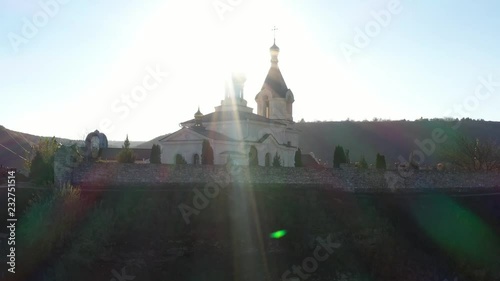 Old Orhei in Republic of Moldova. Orhei Monastery near Butuceni village aerial footage using a drone