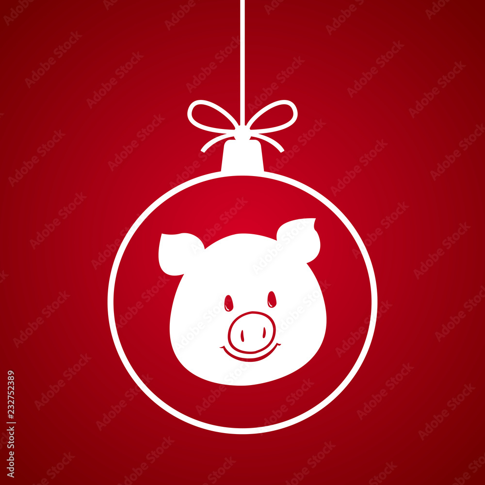 Christmas ball with pig pattern. Chinese New Year 2019 symbol. Vector illustration. Christmas ball with pig pattern. Chinese New Year 2019 symbol. Vector illustration.