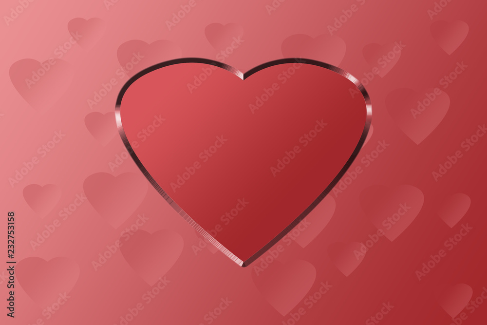 Valentine gradient red pink heart card