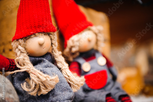 Christmas elf puppets sitting