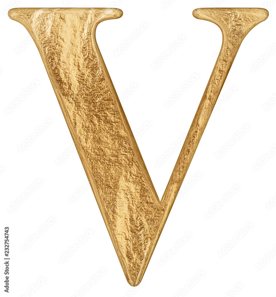 Roman numeral V, quinque, 5, five, isolated on white background, 3d ...