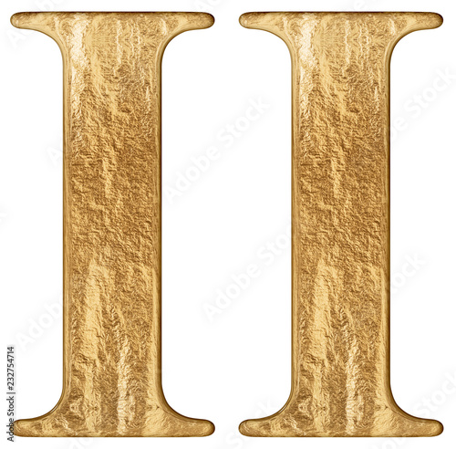 Roman numeral II, duo, 2, two, isolated on white background, 3d render