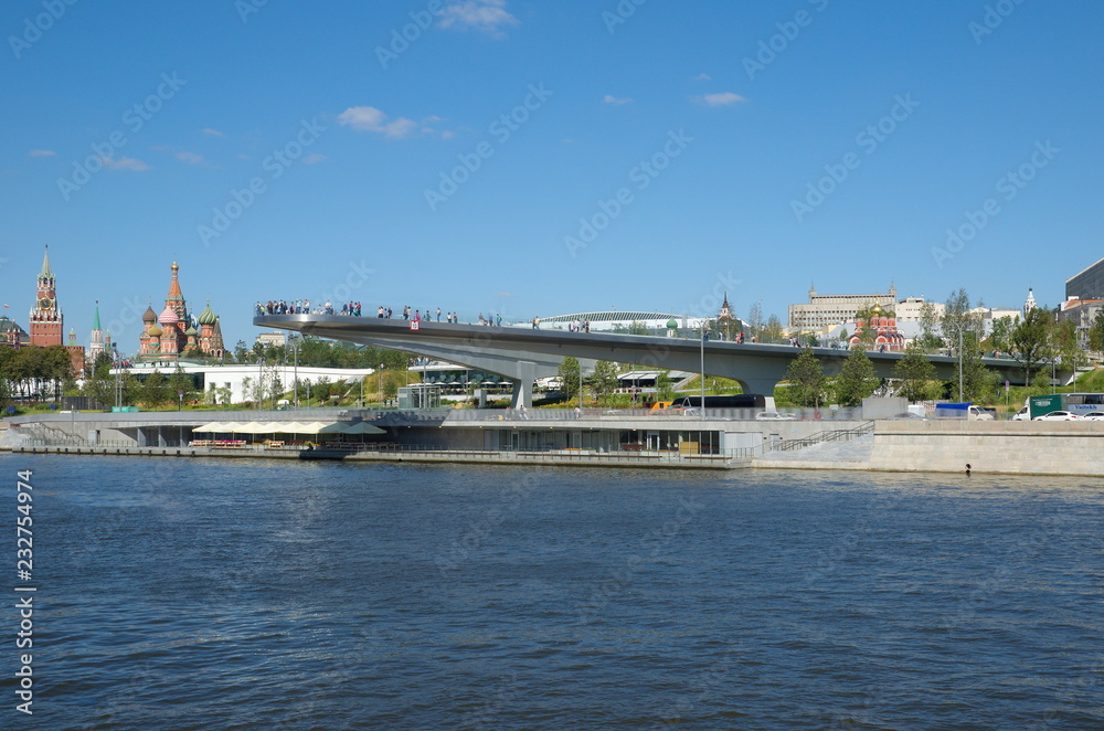 Moscow, Russia - August 24, 2018: View of Moskvoretskaya embankment and the 