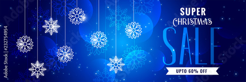 shiny christmas sale blue banner design