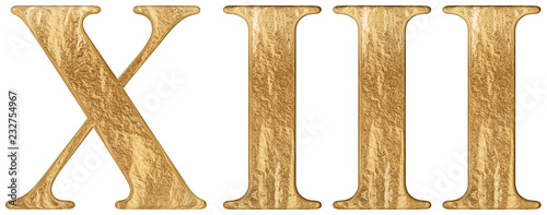 Roman numeral XIII, tredecim, 13, thirteen, isolated on white background, 3d render photo
