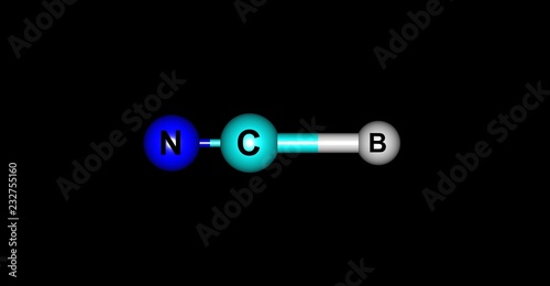 Obraz na plátně Cyanogen bromide molecular structure isolated on black