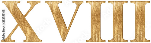 Roman numeral XVIII, duodeviginti, 18, eighteen, isolated on white background, 3d render
