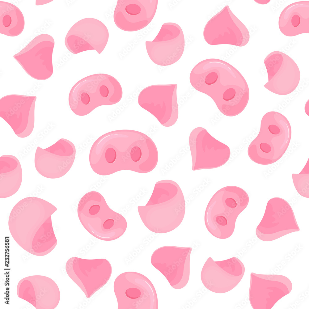 Pig snouts and ears seamless pattern for wrapping gifts for the New Year and Christmas