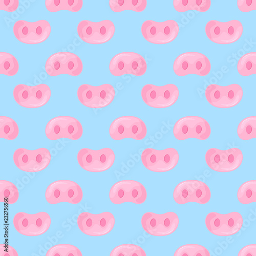 Pig snouts seamless pattern for wrapping gifts for the New Year and Christmas.