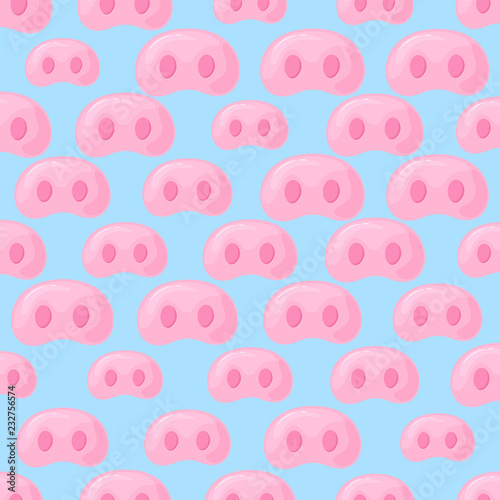 Piggy nose seamless pattern for wrapping gifts for the New Year and Christmas.