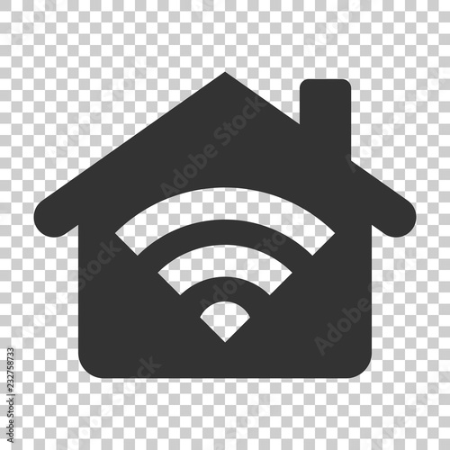 Smart home icon in flat style. House control vector illustration on isolated background. Smart home business concept.