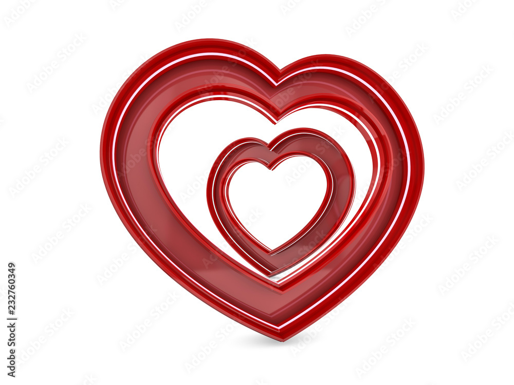Heart shaped glossy plastic isolated on white. 3D Heart shaped glossy plastic isolated on white. 3D