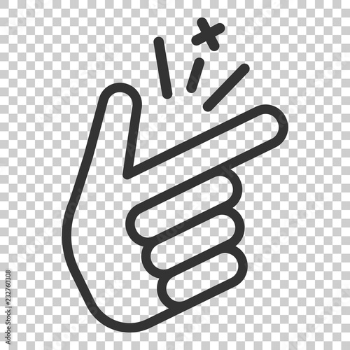 Finger snap icon in flat style. Fingers expression vector illustration on isolated background. Snap gesture business concept.