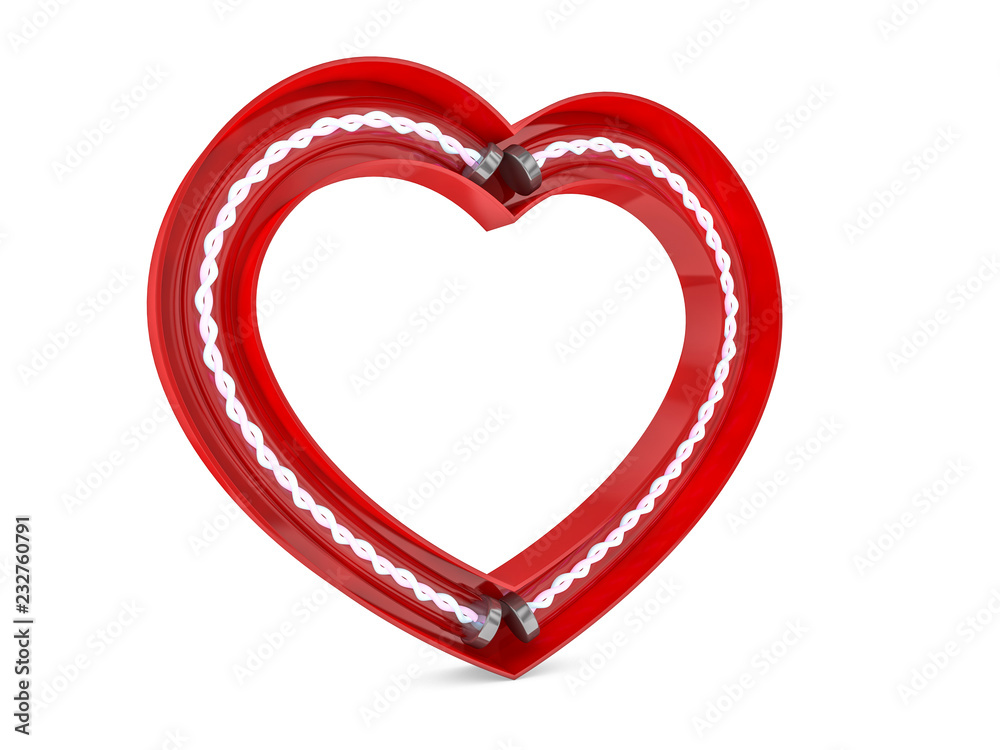 Heart shaped glossy plastic isolated on white. 3D Heart shaped glossy plastic isolated on white. 3D