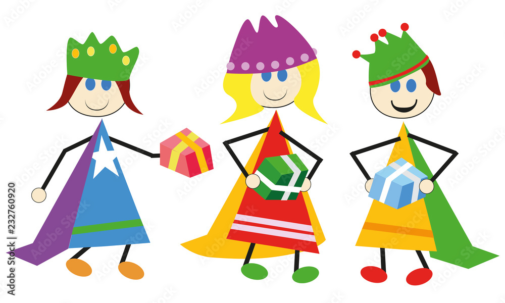 Cartoon of the three wise men with gifts Cartoon of the three wise men with gifts