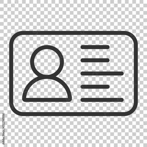 Id card icon in flat style. Identity badge vector illustration on isolated background. Access cardholder people business concept.