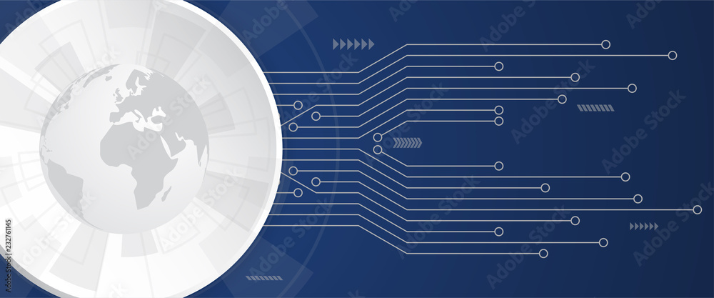 Obraz premium Artificial intelligence. Abstract global technology. Futuristic virtual technology concept background. Vector illustration.
