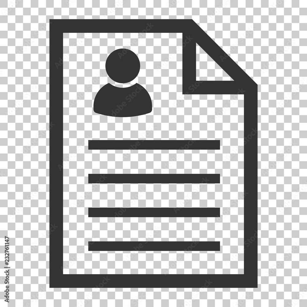 Resume icon in flat style. Contract document vector illustration on isolated background. Resume business concept. Resume icon in flat style. Contract document vector illustration on isolated background. Resume business concept.
