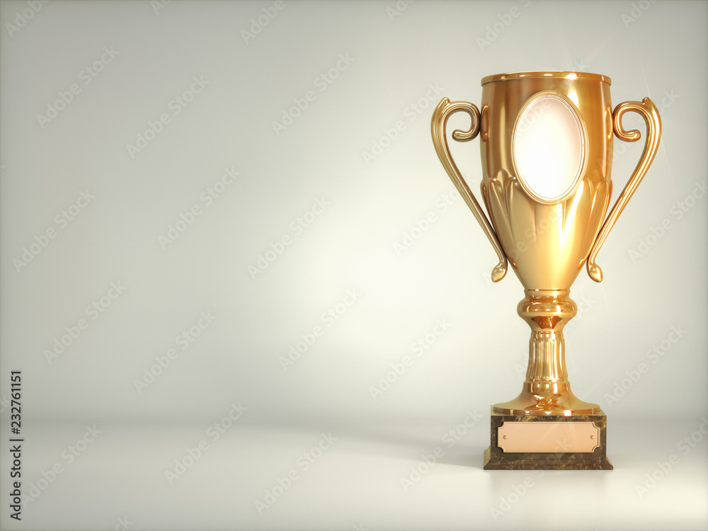 Golden cup on white background 3d illustration Golden cup on white background 3d illustration