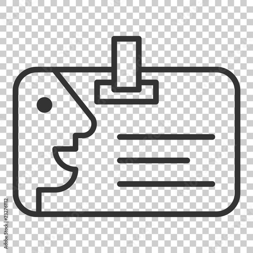 Id card icon in flat style. Identity badge vector illustration on isolated background. Access cardholder people business concept.